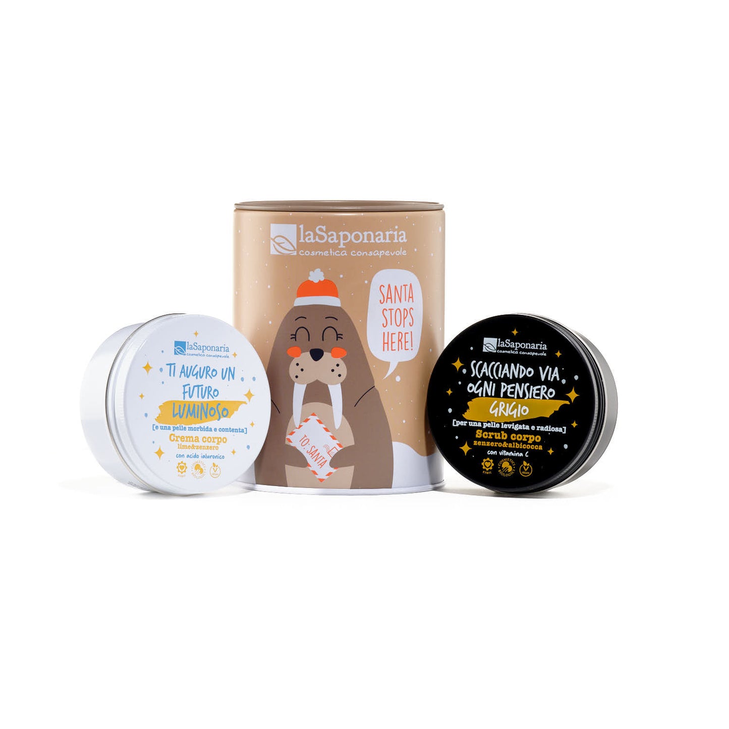 Kit corpo  Salvadanaio Tricheco (crema corpo e scrub corpo) - La Saponaria