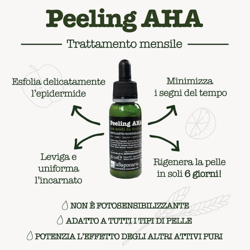 trattamento peeling viso aha piccoli passi green la saponaria